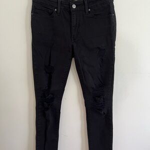 Levi’s Black Distressed 711 Skinny Jeans - 27
